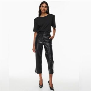 Aritzia X Babaton $148 Command Black Crop Vegan Leather Pant Women’s Size 8